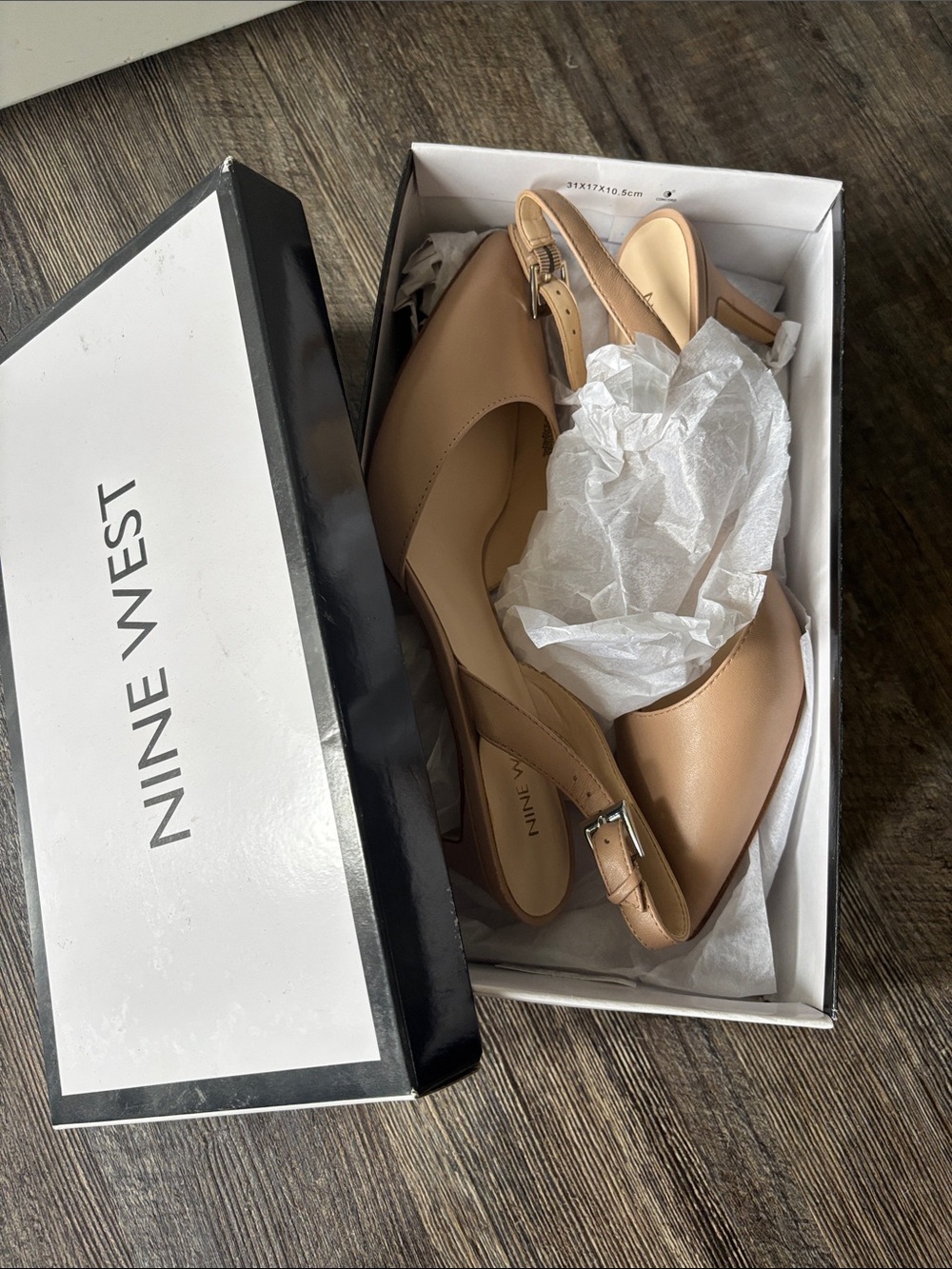 Nine West Women's Tan Slingback Pointed-Toe Heels